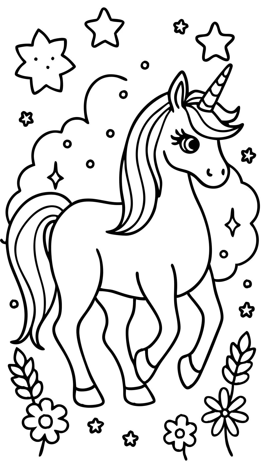 Página para colorear de unicornio